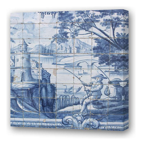 Cuadro 45x45cm Azulejos Estilo Pesqueros Arte En Mozaico