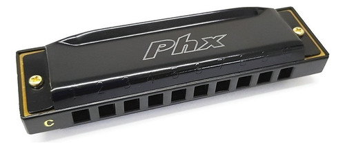 Gaita Phx 10 Vozes Harmonica Azul Afinação Dó C Le1020