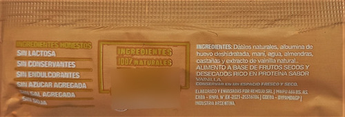 Ki Bar Barrita Proteica Vainilla Datiles Mani + 3 Claras 40g
