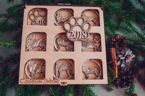 Vectores Navideños Navidad Corte Laser Esferas Perros