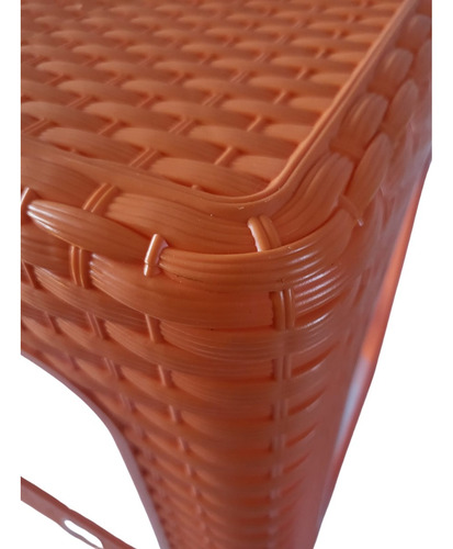 Banco De Plástico Tipo Rattan Calidad Premium Reforzado Naranja