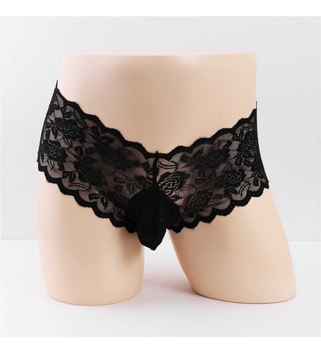 P Underwear De Encaje Para Hombre, Talla Grande, Cintura Baj