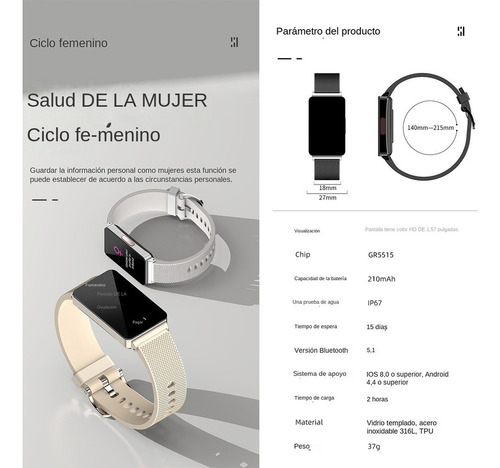 Qd Reloj Inteligente Con Medidor Glucosa Para Mujeres