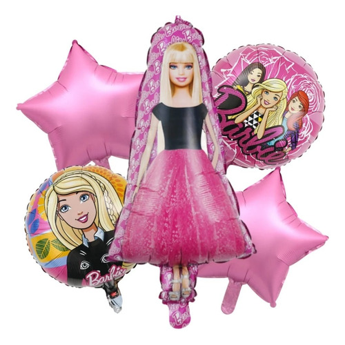 Set Globos Metalizados Barbie 5 Unidades 