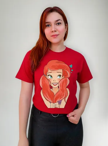 Polera Dama Estampada 100%algodon Sirenita Ariel Enamorada