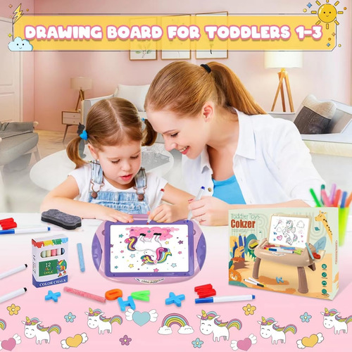 Tablero De Dibujo Magnético Cokzer Toys Para Niñas De 1 A 3
