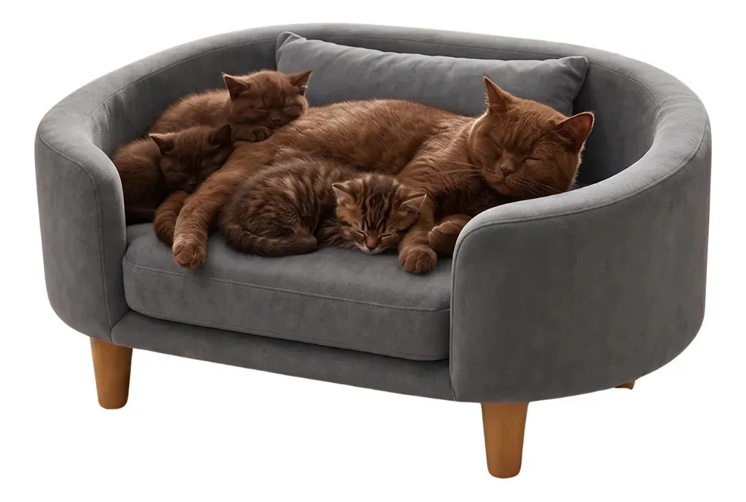 Cama Pet Sofá Macio Para Pet Cachorro Pequeno Médio E Grande Cinza-escuro Liso
