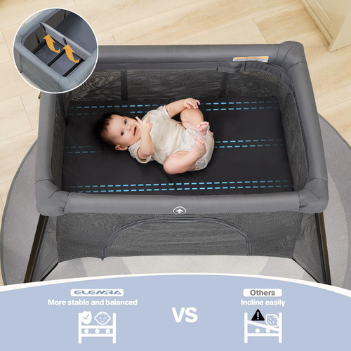 Travel Crib Elemara Lightweight W/ Bassinet & Mattress