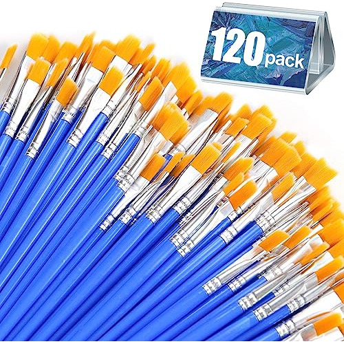 Aroic Paint Brushes Set,120 Pcs Nylon Hair Brushes For Acryl