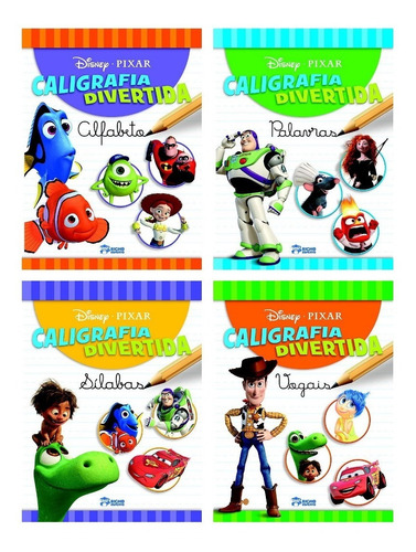 Kit 4 Livros -  Coleção Caligrafia Divertida Disney Pixar