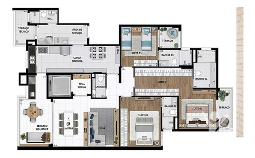Imagem 16 de 17 de Ref.: 3094 - Apartamento Novo De Alto Padrão, Com 03 Suítes, Sacada Gourmet E 03 Vagas De Garagem, Na Vila Assunção, Santo André - 3094