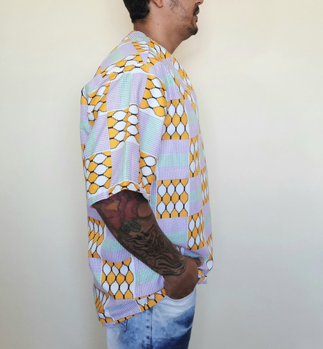 Imagem 3 de 5 de Blusa Camisa Bata Masculina Tecido Ronald