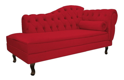 Recamier Divã Poltrona Juliana 185cm Capitonê Vermelho Suede