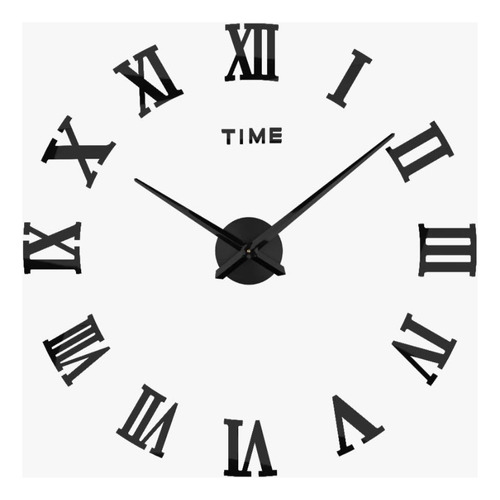 Reloj De Pared Acrilico Negro 3d Decoración Moderna Romanos