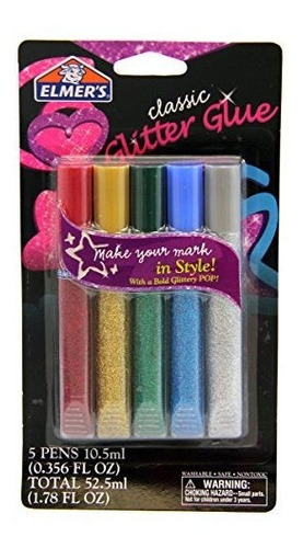 Elmer Lavable Glitter Glue Bolígrafos, Plumas Pack De 5, Clá