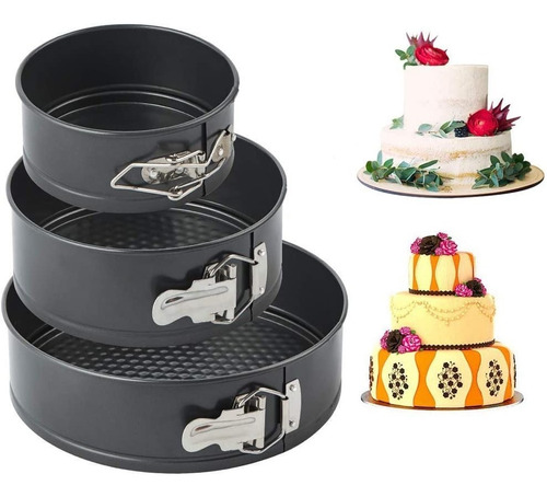 Set De 3 Moldes De Pasteles Tortas 24cm 26cm 28cm  Lpj-369