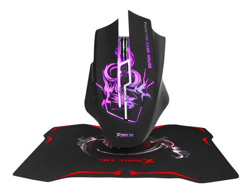 Imagen 1 de 4 de Kit Mouse Optico + Pad Gamer 6 Botones Xtrike Me Gmp-501cpu