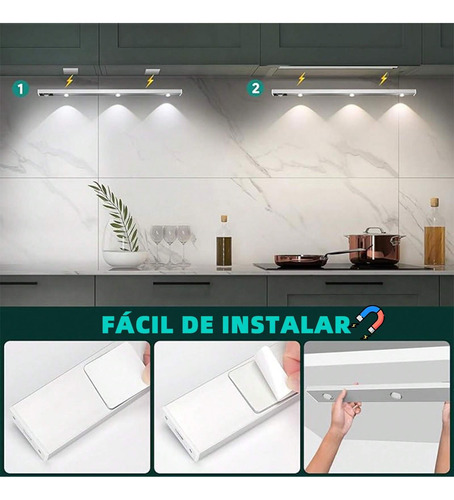 Luz Led Sensor De Movimiento,40cm Recargable Con 3 Colores