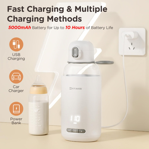 Aquecedor De Leite Portátil Hiyakoi Fast Heating 250ml 6 Hor
