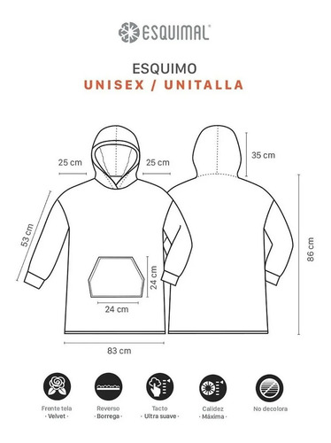 Imagen 5 de 5 de Sudadera Cobija Con Capucha Calientita Esquimal®