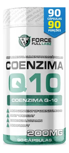 Coenzima Q10 200mg Ubiquinona 100% Pura Q-10 90 Cápsulas 90 Porção Sabor Sem Sabor - Force Full Labz