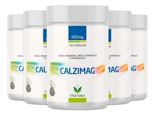 5 Cálcio+magnésio+zinco+vitaminas D3, B12. Calzimag 5x120cps