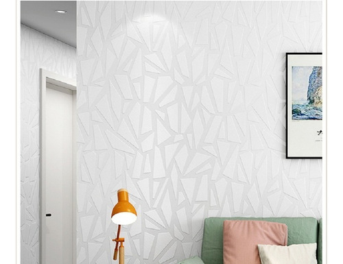 Imagen 2 de 4 de Papel Tapiz Blanco Geometrico Sala Comedor Recamara 3d