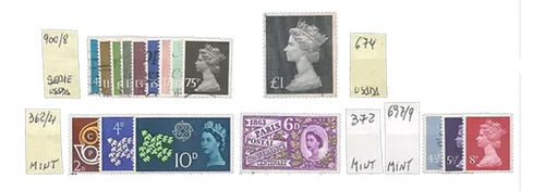 Inglaterra Reina X7 Mint + X10 Usadas Leer Detalle Del Grupo