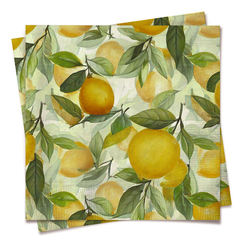 Guardanapo Papel Limão Siciliano 32,5 X 32,5cm C/20 Unid. Cor Decorado