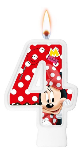 Número 4 - Vela Minnie - Pavio Mágico Para Bolo E Festa