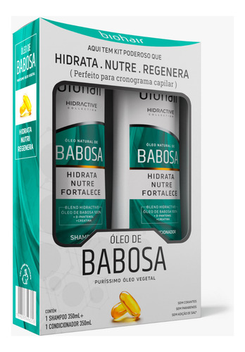 2 Kit Shampoo Condicionador Hidratante Óleo De Babosa 350ml