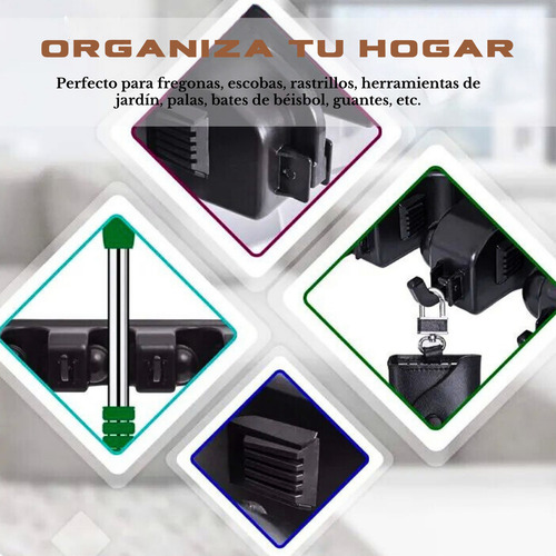 Organizador Con Trapeadores Y 3 Espacios Para Colgar Escobas
