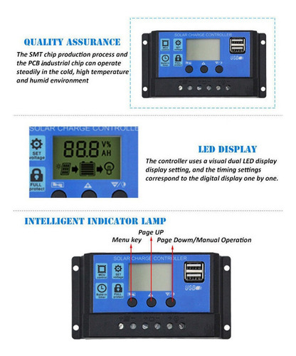 Controlador De Carga Solar 50a,12/24v Automático, Pwm