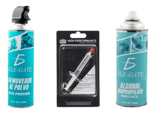 Imagen 1 de 7 de Kit Mantenimiento Pc Aire + Alcohol 400ml + Pasta Térmica 3g