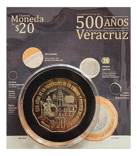 Blister 20 Pesos 500 Años De La Fundación De Veracruz