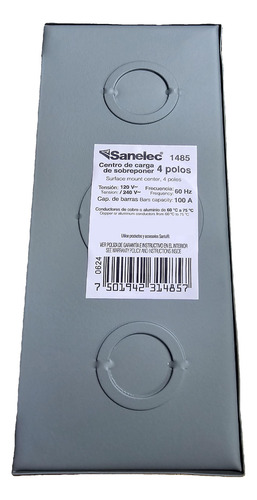 Centro Carga Sanelec 4 Pastillas Sanelec Probador Luz Aislar 50amp 2pz - 30amp 2pz