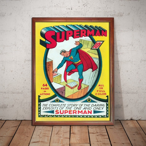 Superman Numero 1 (dc, 1939) Poster Tapa Comic Enmarcado