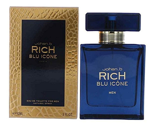 Rico Blu Icona Por Johan. B, 3 oz Eau De Toilette Spray Para