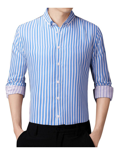 Camisa Manga Larga Para Hombre Ajuste Regular Botone