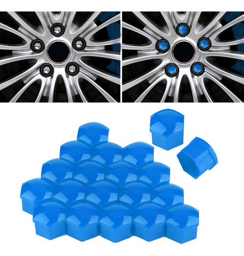 Funda Protectora Azul Para Coche, 20 Piezas, 21 Mm, Tuerca,