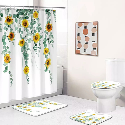Cortina De Ducha Impermeable De Poliéster Girasol