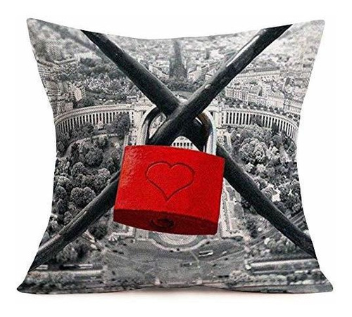 Throw Pillow Covers Red Heart Love Locks Design Funda D...