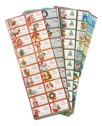100 Stickers Adhesivos De Navidad Etiquetas De Regalo