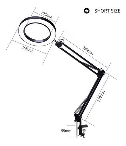 Luz Led Lámpara Grande Iluminada Escritorio Lupa Abrazadera