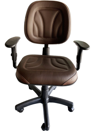 Cadeira De Escritório Para Seu Home Office Ergonômica Nr17 . Cor Marrom Material do estofamento Couro sintético