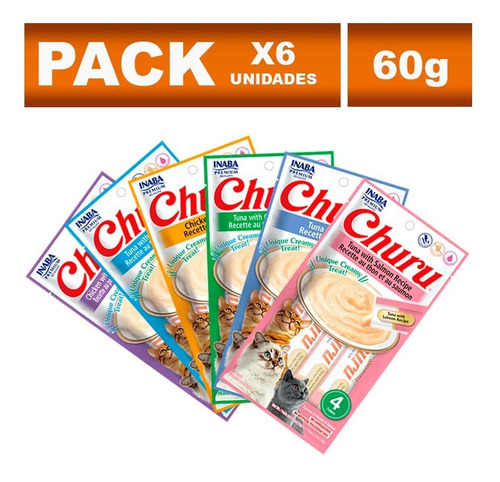 Six Pack Churu Snack Cremoso Para Gatos Combinado