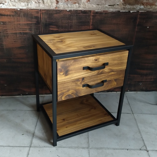 Imagen 3 de 4 de Mesa De Luz 50x40 Industrial Cajon Telescopicos Hierro Caño