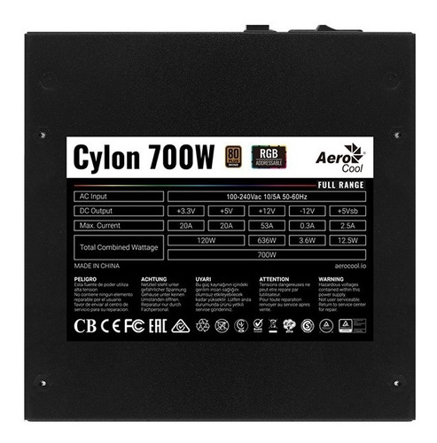 Imagen 8 de 9 de Fuente Aerocool 700w 80+bronce Cylon Rgb