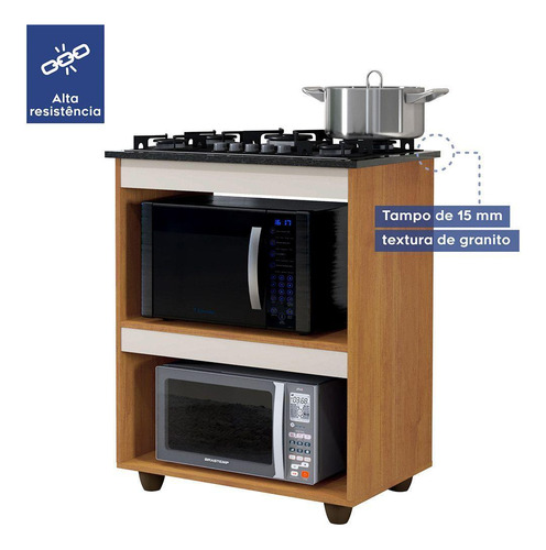 Balcão Para Cooktop 5 Bocas Turim Naturalle Com Off White
