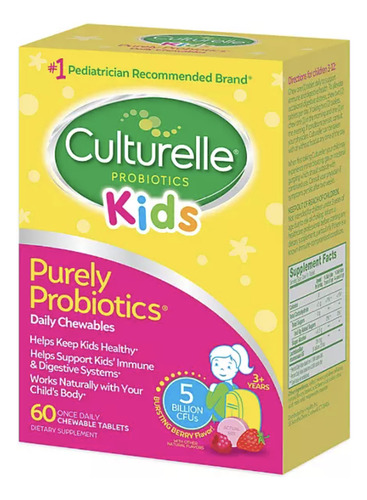 Culturelle Kids Probiotico - Probiótico diario, 60 comprimidos masticables